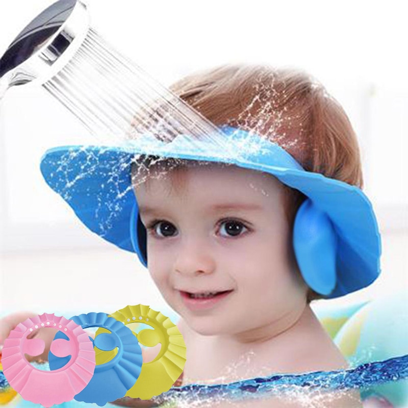 Baby Shower Caps Shampoo Cap Wash Hair Kids Bath Visor Hats Adjustable Shield Waterproof Ear Protection Eye Children Hats Infant